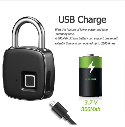 Cadenas à empreinte digitale, serrure intelligente, serrure de porte antivol, cadenas de porte extérieure, serrure à bagages, cadenas à empreinte digitale - Affordable Techs