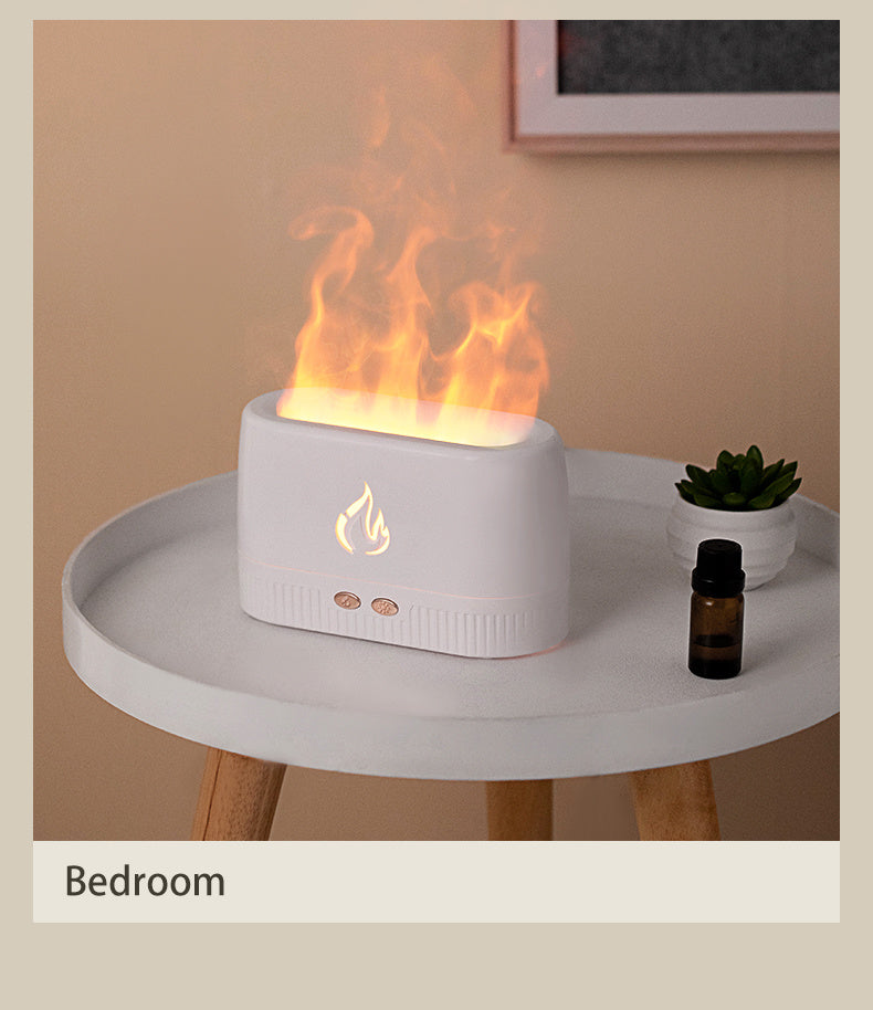 Flame Effect Aroma Diffuser - Quiet Humidifier for Essential Oils, Ideal for Bedroom and Home