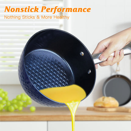 3D Diamond Cookware Blue 3 Piece Non-Stick Frying Pan Set