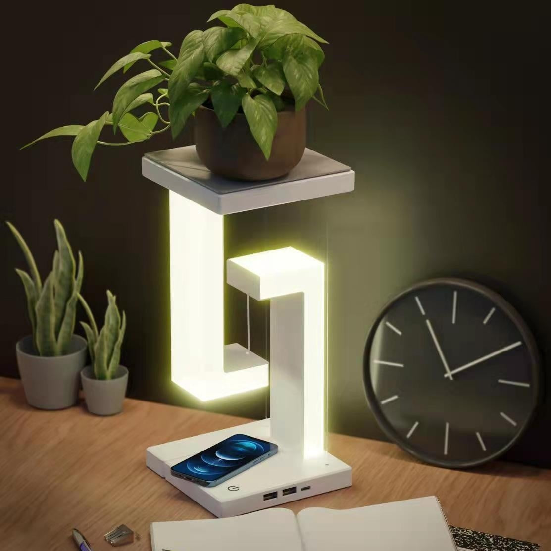 Creative Wireless Charging Smartphone Hanging Table Lamp Floating Balance Lamp for Bedroom