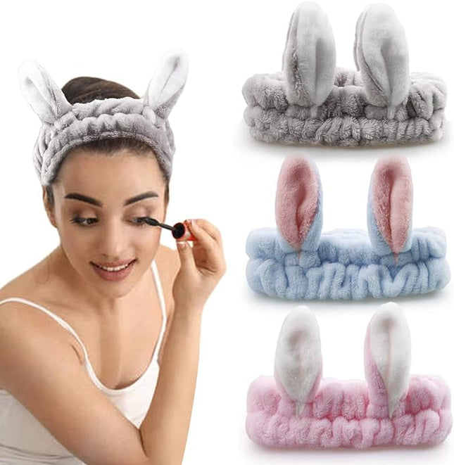 Fluffy Rabbit Makeup Headband (3pcs)