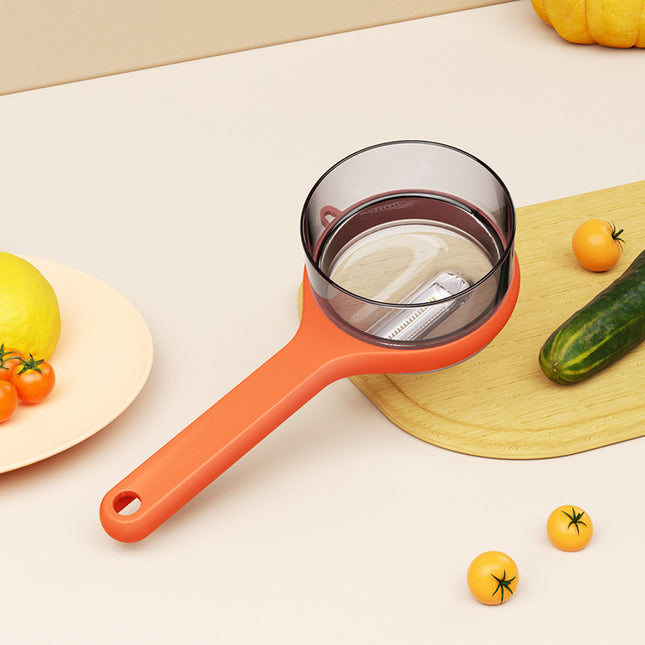 Éplucheur multifonctionnel de cuisine avec seau de rangement, grattoir, couteau à éplucher les fruits, éplucheur de rangement, gadgets de cuisine - Affordable Techs