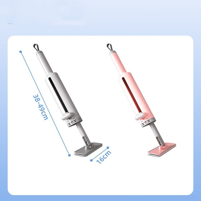 Mini balai rotatif à essorage automatique avec brosse pour crevasses, balai plat sans lavage à la main avec 2 tampons en microfibre réutilisables - Affordable Techs