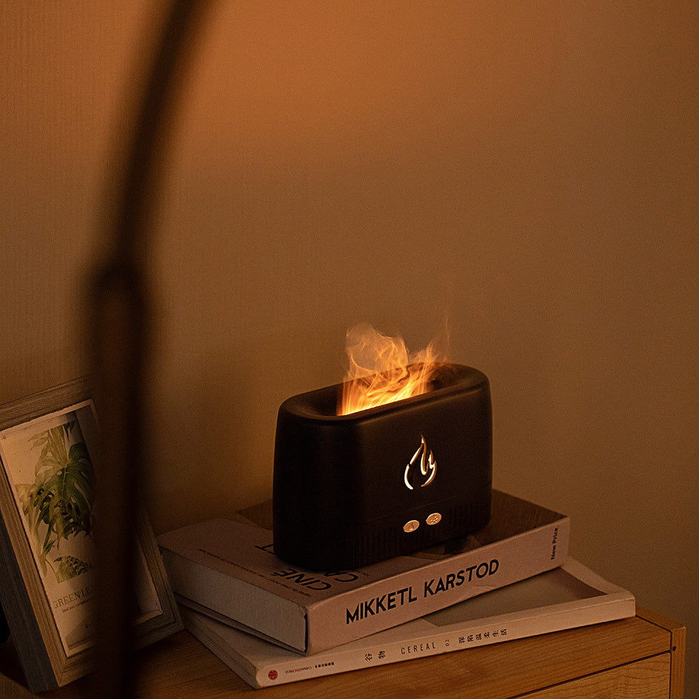 Flame Effect Aroma Diffuser - Quiet Humidifier for Essential Oils, Ideal for Bedroom and Home