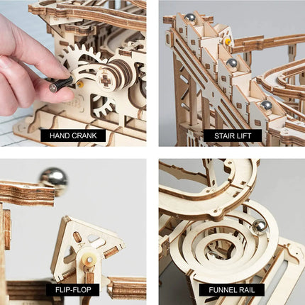 Robotime Rokr 4 Kinds Marble Run DIY Waterwheel Wooden Model Building Block Kits Assembly Toy Gift for Children Adult Dropship - Affordable Techs