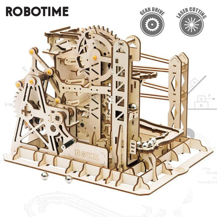 Robotime Rokr 4 Kinds Marble Run DIY Waterwheel Wooden Model Building Block Kits Assembly Toy Gift for Children Adult Dropship - Affordable Techs