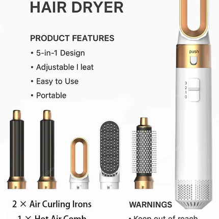 5-in-1 Profi-Heißluftbürste – Volumen, Glätten & Locken