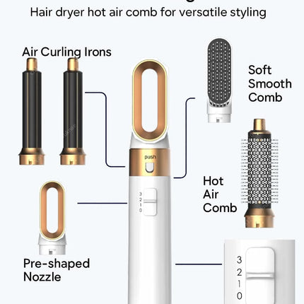 5-in-1 Profi-Heißluftbürste – Volumen, Glätten & Locken