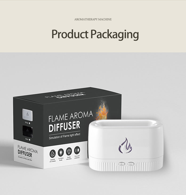 Flame Effect Aroma Diffuser - Quiet Humidifier for Essential Oils, Ideal for Bedroom and Home