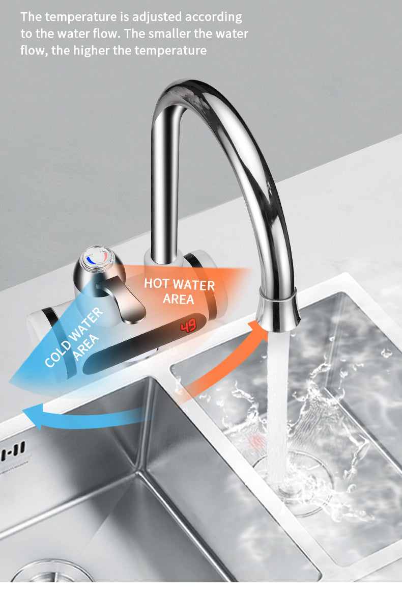 Electric Kitchen Water Faucet Water Heater Temperature Display Cold Heating Faucet Hot Water Faucet Water Heater